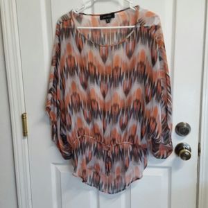 Karen Kane Silk Sheer Top Kimono Sleeves Sz.XL